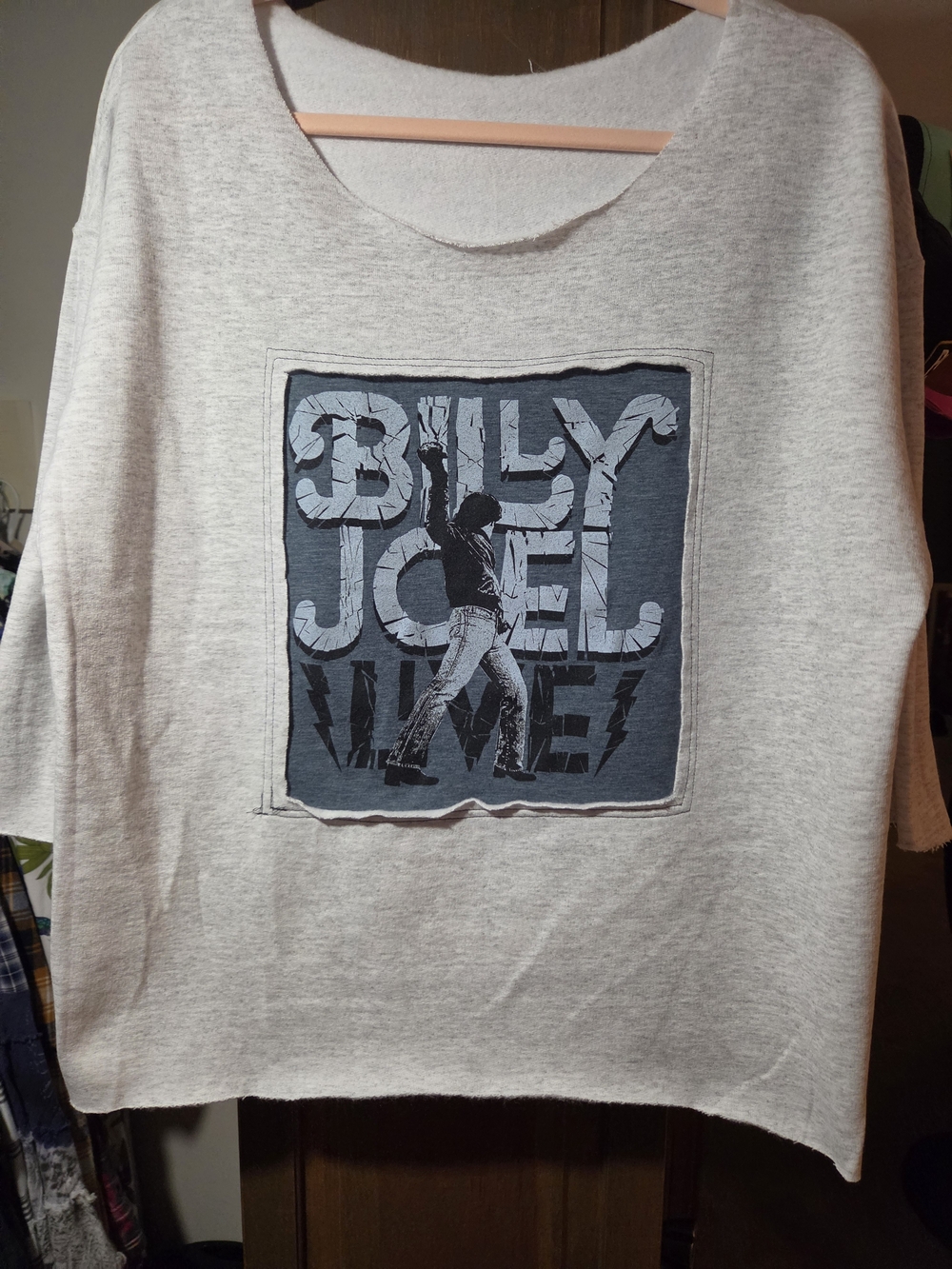 Billy Joel Graphic T Shirt On Sweatshirt Top - Light Heather Gray